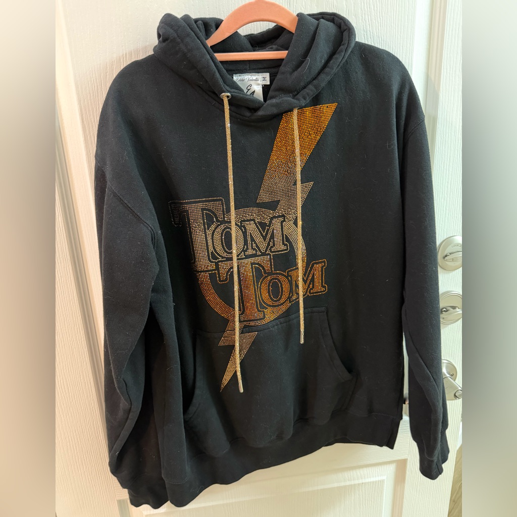 Tomtom Black Hoodie With GoldTopaz Lightning Graphic Rare